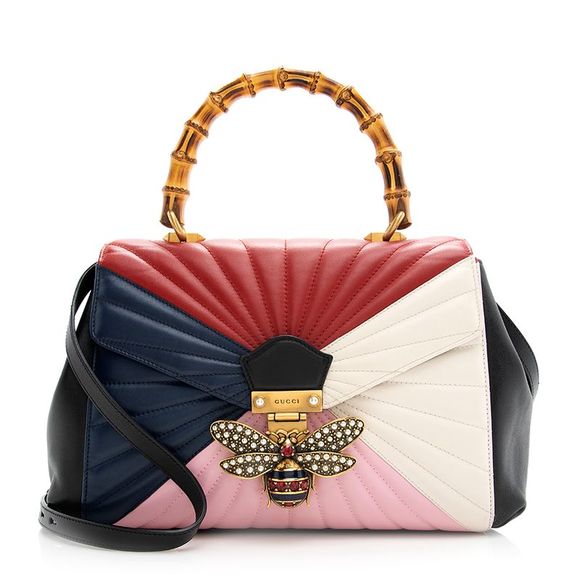Gucci Leather Queen Margaret Bamboo Top Handle Satchel